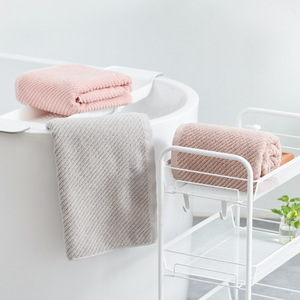 Serviette de bain en pur coton 70x140 cm, couleur unie, tissage sergé, usage domestique, gris, marron, rose, bleu, rectangulaire, 32 fils - Product Image 1