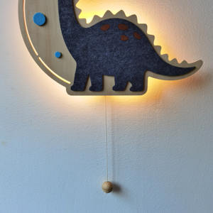 Lámpara de Pared Infantil de Madera con Forma de Dinosaurio, Decoración de Pared con Capas de Tela de Fieltro, Funciona con Pilas AA, Lámpara de Pared de Alta Calidad para Habitación Infantil - Product Image 5