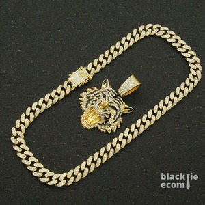 Collier pendentif tête de tigre hip-hop de qualité supérieure pour hommes, en acier inoxydable, style streetwear audacieux, bijoux à vendre - Product Image 4