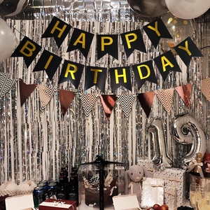 Hot Sale Happy <strong>Birthday</strong> <strong>Decorations</strong> <strong>Black</strong> <strong>and</strong> <strong>Gold</strong> <strong>Birthday</strong> Flag Bunting for Girls Boys Kids <strong>and</strong> Women <strong>Birthday</strong> Party Decor - Product Image 5