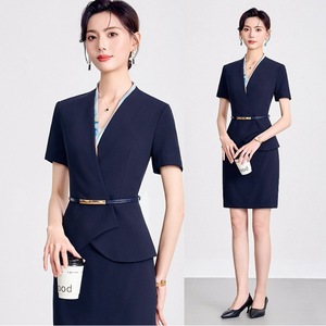 Women's Professional Summer Suit Skirt Three Quarter Sleeve Polyester Breathable Workwear Uniform - Product Image 1