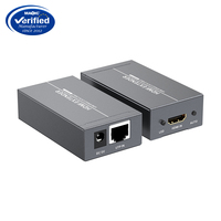 Adaptor ekstensi HDMI 1080P 60Hz, dengan kabel Lan tunggal jangkauan 60M HDCP1.4 mendukung pemisah & konverter Video