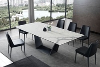 Ensemble de table à manger rectangulaire en pierre frittée de style italien, design moderne, 10 places, table à manger en ardoise