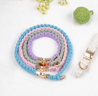 Collier pour chien personnalisé de luxe, tressé en macramé, en paracorde, fait main, en coton tissé, avec boucle gravée du nom