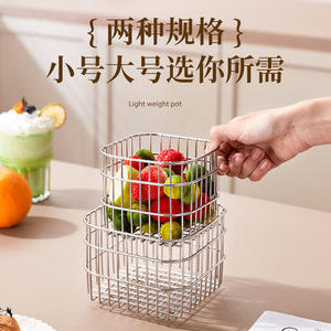 Cesta de almacenamiento cuadrada de acero inoxidable 304, rejilla de drenaje apilable para aperitivos, artículos diversos, cosméticos - Product Image 4