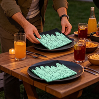 Serviettes imprimées Halloween 3 plis phosphorescentes avec logo personnalisé toile d'araignée fluorescente pour décoration de fête effrayante OEM ODM