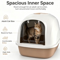 Bac à litière pour chat à capot coulissant, anti-éclaboussures, avec pédale, anti-odeur, en PP robuste, pour intérieur