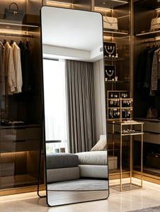 Miroir sur pied sans cadre en verre, design minimaliste fait main, pour usage domestique et dressing de mariage - Product Image 2
