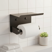 Porte-serviettes mural carré moderne en acier inoxydable avec étagère pour téléphone Garantie 1 an