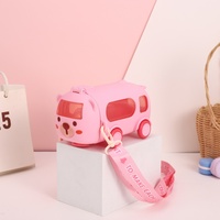 Bouteille d'eau en plastique de 500 ml avec paille, motif voiture jouet mignonne, grande capacité, pour intérieur et extérieur, sans BPA, pour enfants, idéale pour l'été
