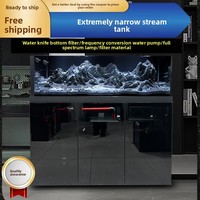 Aquarium étroit Jin Jing avec pompes à eau, filtre de fond pour poissons super blancs, verre ultra transparent, style industriel