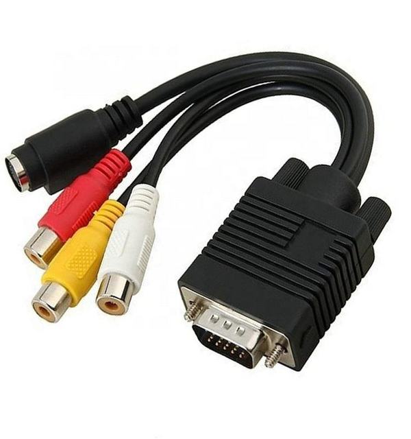 OEM Factory VGA Male S-Video 3 RCA Male 5mm Twisted Pair Non-Shielded Adapter Composite AV TV Car PC Camera Video Converter