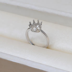 Bague ouverte en argent S925 pour femmes, bague en perles DIY avec accessoires 7,5-8,5, support vide 1966, composants et trouvailles de bijoux - Product Image 2