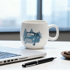 كوب قهوة إبداعي من بورسلين السيراميك بسعة 300 مل مع غطاء وملعقة بطلاء صديق للبيئة من ملحقات أدوات الشرب معبأ في علب - Product Image 2