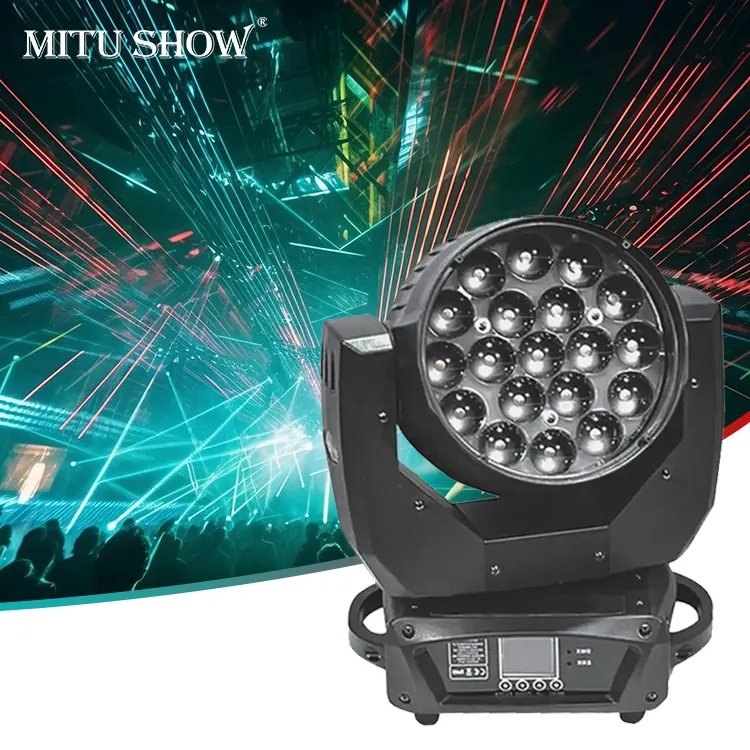 MITUSHOW2021新しい良質LED19 pcs * 15 W 19x15 watt RGBW4in1ウォッシュズームLEDムービングヘッドステージライト