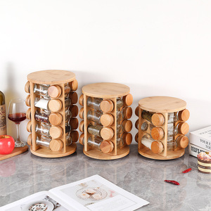 Youlike 2025 Natural Bamboo <b>Wood</b> Multi-Rotation <b>Spice</b> <b>Rack</b> Standing Type Kitchen Seasoning Bottle Storage <b>Rack</b> - Product Image 5