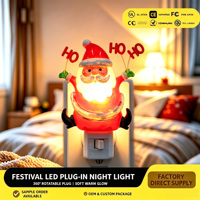 Luz Nocturna LED de Santa Claus HO HO HO, Giratoria 360°, Lámpara Cálida Suave, Decoración Navideña para el Hogar, Venta al Por Mayor, Regalo OEM