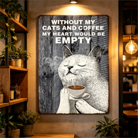 Affiche métallique décorative Cat Coffee Signs 30*40 cm, plaque en métal imprimée UV pour décoration murale de magasin et de maison