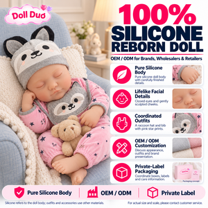 Muñeca Reborn de Silicona de Cuerpo Completo de 18 Pulgadas, Personalizada, con Gorro de Mapache, Babero y Estrellas Rosas, Regalo de Navidad Personalizado para Niños - Product Image 1