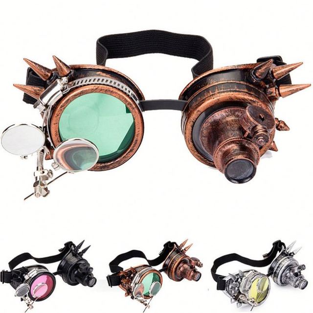 Wholesale Fashion Vintage Welding Cyber Rivet Cosplay Glasses LED Party Sunglasses Gothic Steampunk Sunglasses
