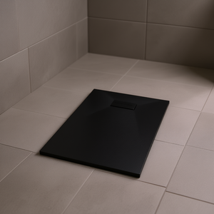 Piatto Doccia Rettangolare Nero SMC 31.5 X 31.5 con Scarico Centrale, Design Minimalista per Cabina Doccia - Product Image 2