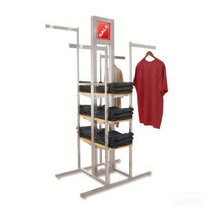 4-cách hiển thị quần áo <span class=keywords><strong>Rack</strong></span> hiển thị với bốn 16 "cánh tay và dấu hiệu khung - Product Image 1