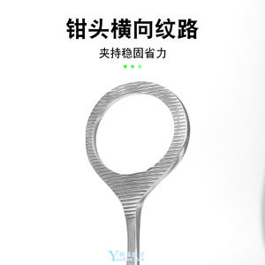 คีมหนีบลิ้นสแตนเลสทางการแพทย์ Pulun ขนาด 17 ซม. คีมหนีบปากสำหรับทันตกรรม เครื่องมือผ่าตัด ได้รับการรับรองมาตรฐาน CE สีเงิน แบบใช้มือ - Product Image 2