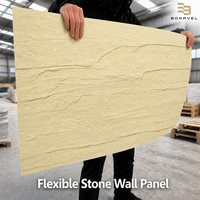 Revêtement mural en pierre flexible 3D texturé jaune MCM Shale, ultra-fin, léger, doux, pour murs intérieurs et extérieurs