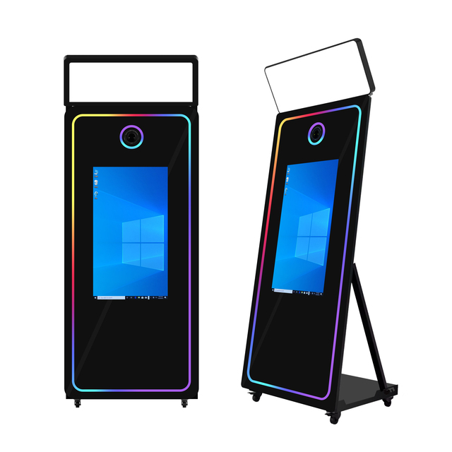 White Color 70 Inch Mirror Photo Booth With 43"touch Screen Selfie Magic Booth Instant Photo Prints 4*6 Photos