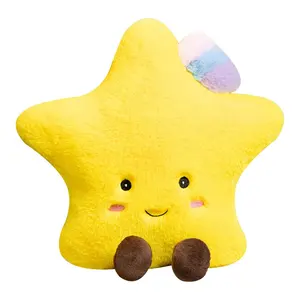 Kawaii 미소 얼굴 구름 달 노란 태양 봉제 인형 귀여운 만화 날씨 봉제 장난감 어린이 침실 장식 소파 베개