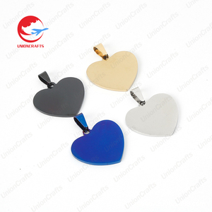 Индивидуальный индивидуальный логотип, пустое ожерелье из нержавеющей стали с гравировкой в виде сердца для собак, именная табличка, подвеска, подвеска для лазерной гравировки - Product Image 3