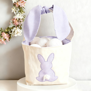 Personalized Gingham <strong>Easter</strong> Basket with Name Empty Custom Monogram Bunny <strong>Easter</strong> <strong>Bag</strong> - Product Image 6