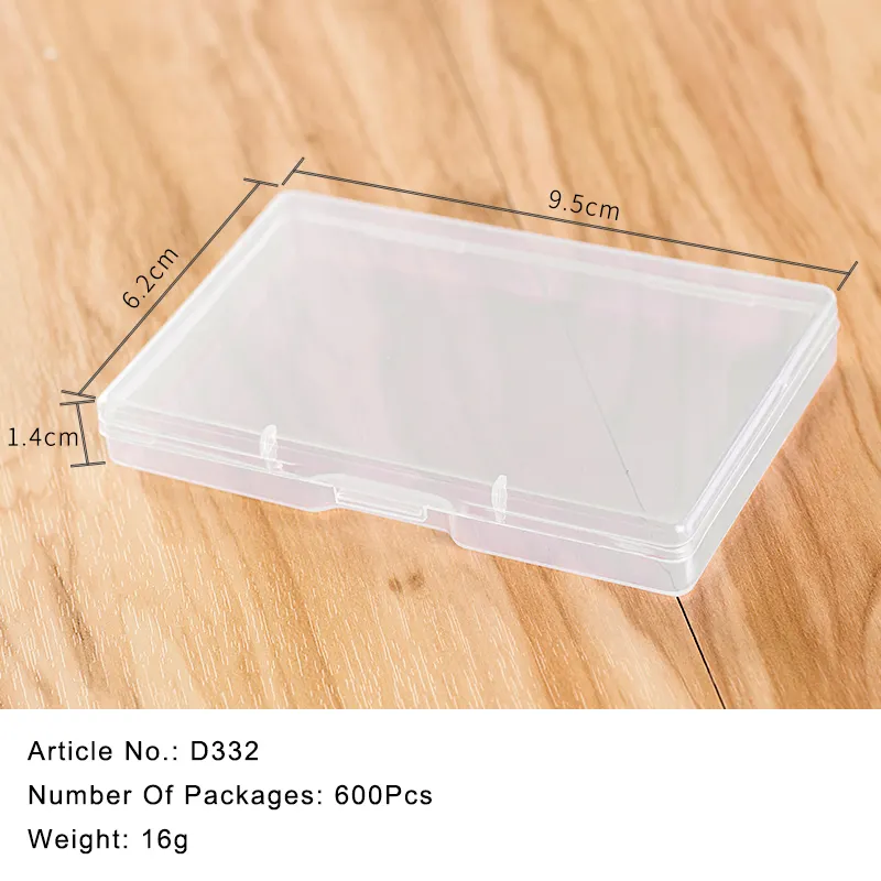 Caja de almacenamiento portátil transparente de PP Contenedor de cosméticos Caja de embalaje Caja rectangular de plástico pequeña plana