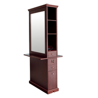 Station de coiffure avec miroir en bois, armoire à miroir pour barbier avec tiroirs de rangement pour salon de beauté
