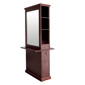 Station de coiffure avec miroir en bois, armoire à miroir pour barbier avec tiroirs de rangement pour salon de beauté - Product Image 5