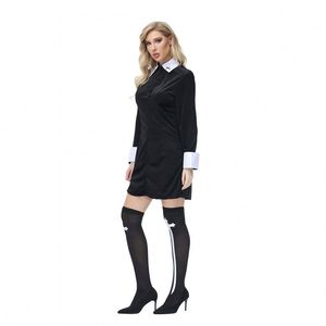 Disfraz de Monja Sexy Negro para Mujer Adulta, con Medias, para Actuaciones Escénicas, Carnaval, Halloween, 2026 MS - Product Image 4