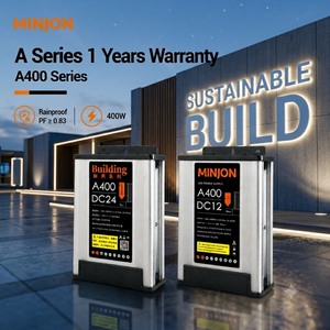 Fuente de Alimentación LED MINJON para Exteriores, Resistente a la Lluvia, Salida Única, 400W, AC a DC 24V, para Letras Luminosas LED, Señalización Publicitaria, con Certificación CE - Product Image 1