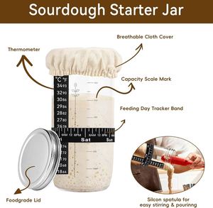 Kit complet de démarrage de levain naturel 34OZ avec pot de levain, thermomètre et kit de fermentation pour la levée du pain - Product Image 4