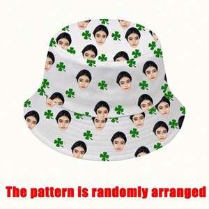 Sombrero de Pescador Ligero Personalizable, 1 Pieza, Impresión de Retrato Personalizado, Patrón de Corazones Aleatorios, Ropa Casual, Regalo, Tipo Dibujo Animado - Product Image 2