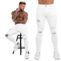 Jeans en denim pour hommes, taille mi-haute, coupe slim, jambe crayon, effet usé, délavé, avec patchs, multicolores, style streetwear hip-hop, vente en gros, haute qualité