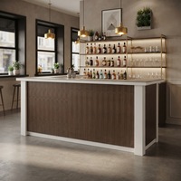 Set Meja Bar Besar dari Material Batu Kayu Solid Surface Akrilik Tahan Lama dengan Kabinet Belakang untuk Restoran
