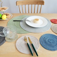 Sets de table ronds en tissu, tissés, résistants à la chaleur, sous-plats