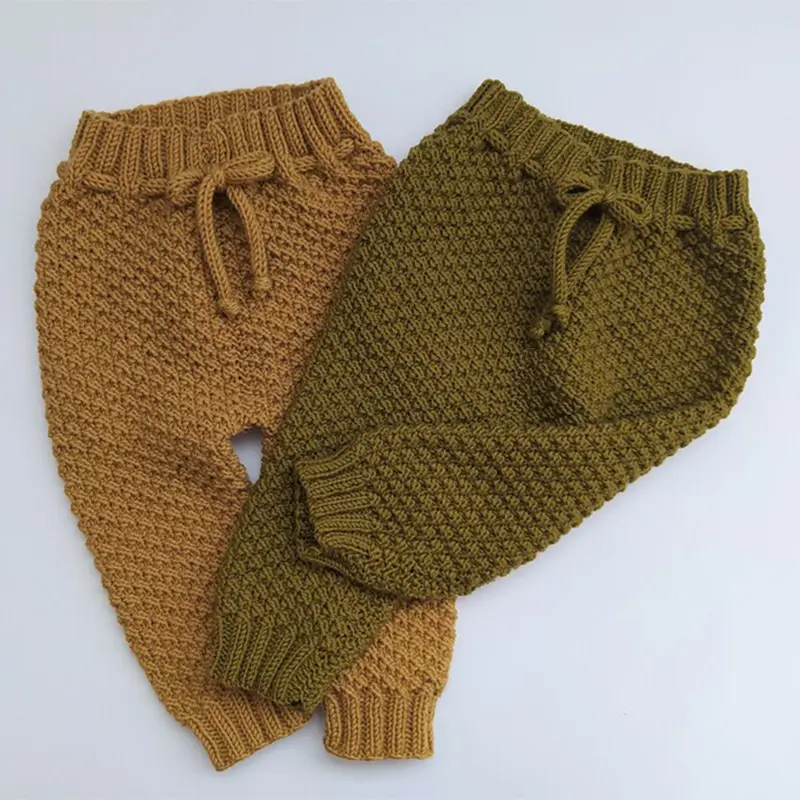 Wholesale Unisex Infant Trousers Organic Cotton Hand Knit Baby Pants