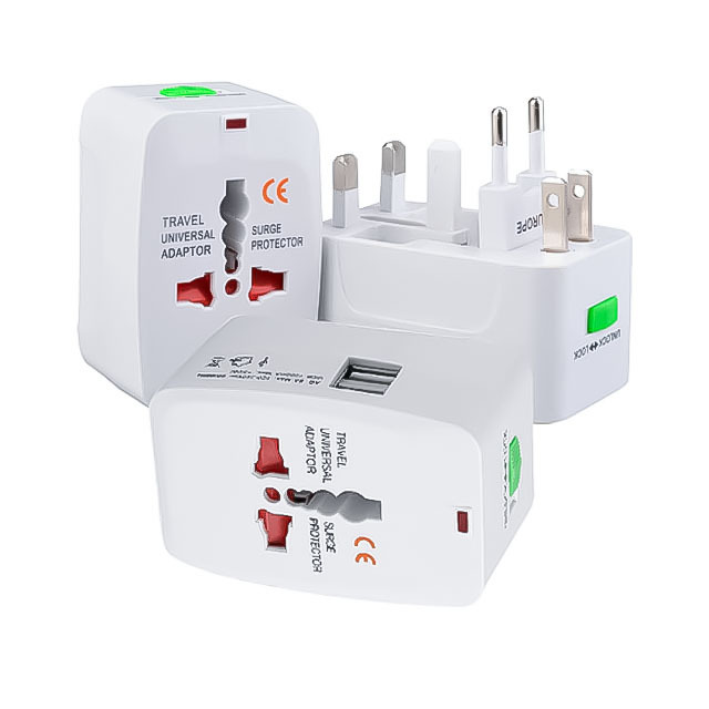 Global Universal Dual USB 5-watt Travel Adapter Multi-functional Charging Converter - UK, EU, USA Charging Station Adapter