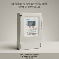 Compteur d'énergie électronique prépayé triphasé mural personnalisable avec carte IC, précision classe 1.0, 100A, affichage LCD, pour centre de données
