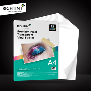 ورق ملصقات فينيل ذاتي اللصق شفاف مقاوم للماء بحجم A4 مع شعار مخصص للطباعة النافثة للحبر - Product Image 1