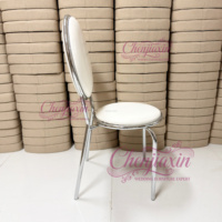 Chaise de mariage de luxe 2026 personnalisée en usine, design détachable, dossier en O, métal argenté brillant, empilable, pour salle à manger, hôpital, maison, bureau
