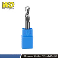 Fraise à queue sphérique HRC55 à 2 dents en acier au tungstène, fraise spirale en carbure pour aluminium et cuivre, ODM OEM PTHK