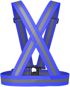 Chaleco de Seguridad Reflectante de Alta Visibilidad YS, ANSI Clase 1 EN 20471, Elástico, Azul, para Correr, Caminar, Trotar, Montar, Paquete de 2 - Product Image 3