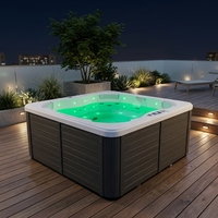 Baignoire autoportante moderne en acrylique pour extérieur, avec cascade, massage, spa écologique pour 5 personnes, LED colorées